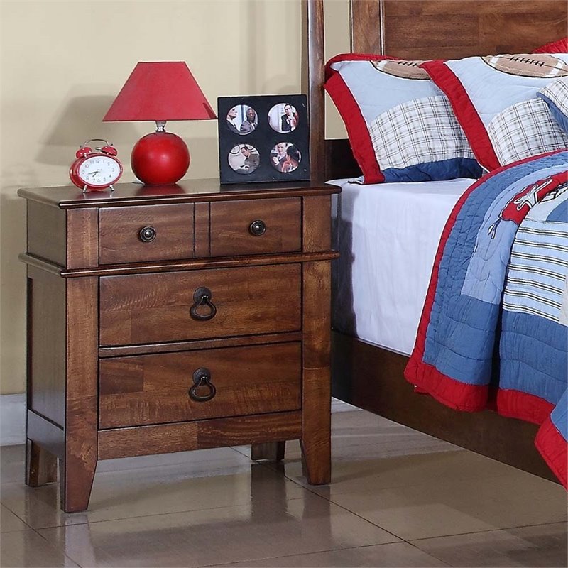 Picket House Furnishings Travis 3 Drawer Nightstand in Light Brown