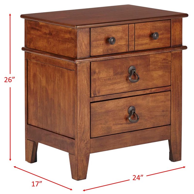 Picket House Furnishings Travis 3 Drawer Nightstand in Light Brown