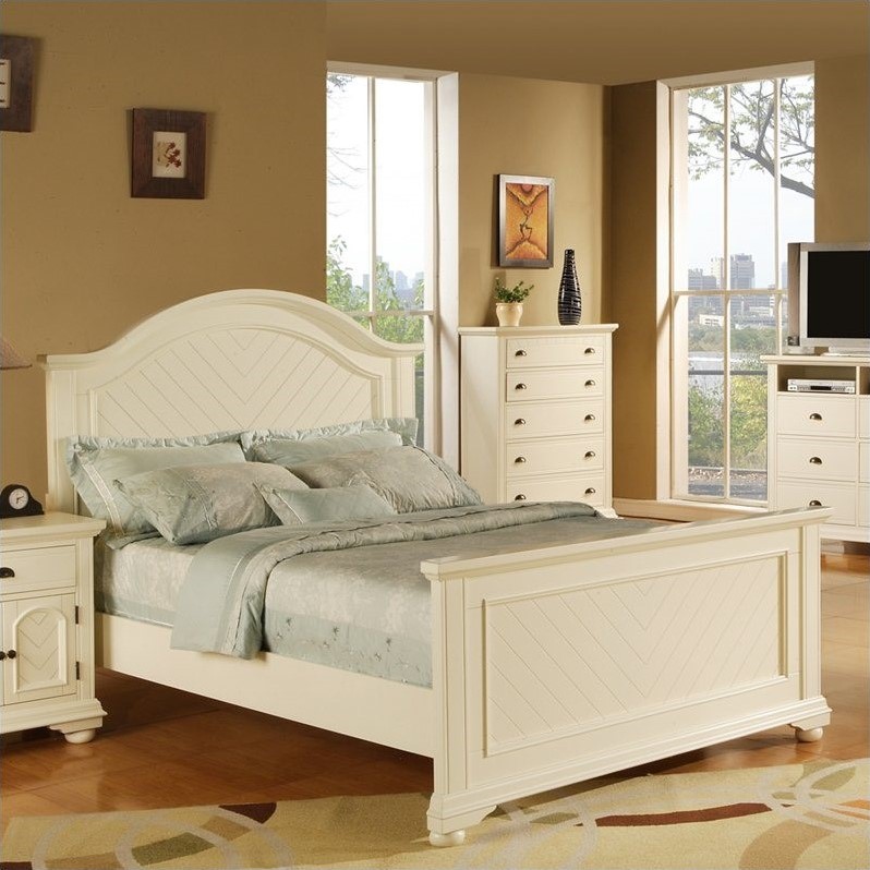 Picket House Furnishings Brook Panel Bed in Cottage White 