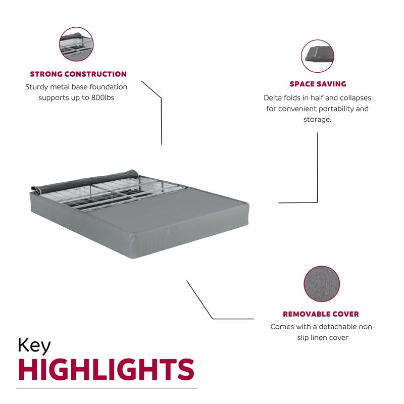 Primo International Delta Twin Fabric Upholstered Folding Foundation in Gray