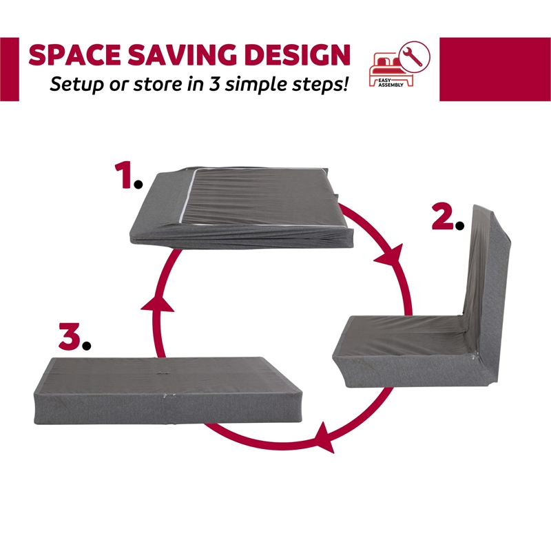 Primo International Delta Twin Fabric Upholstered Folding Foundation in Gray