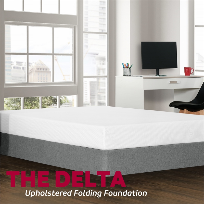Primo International Delta Twin Fabric Upholstered Folding Foundation in Gray