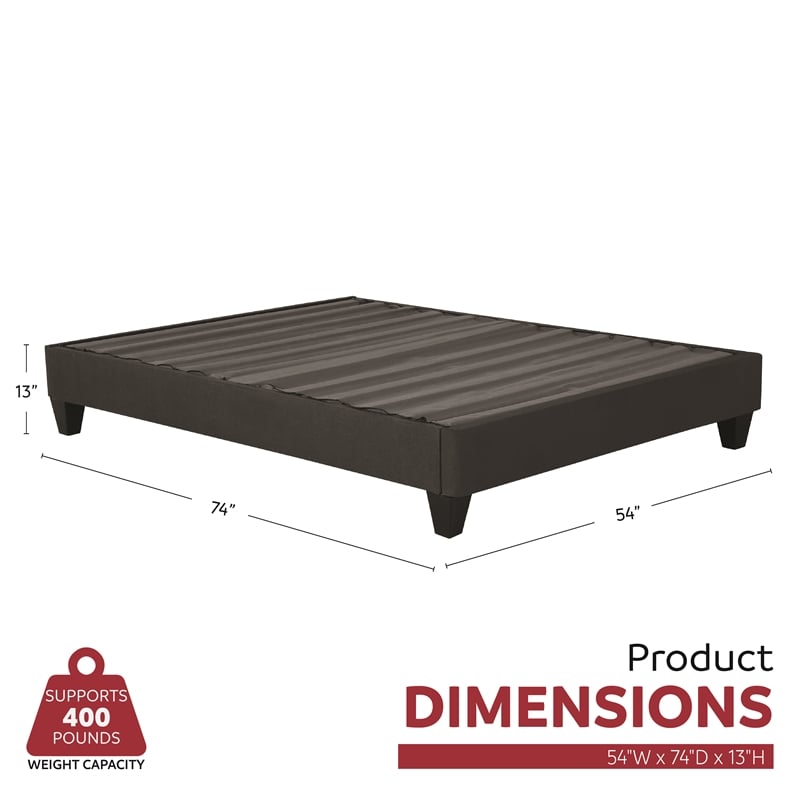 Primo International Speedy King Wood and Fabric Platform Bed Frame in Stone