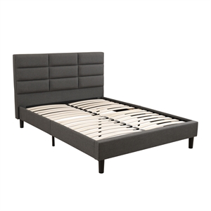 Primo International Roncy Full Wood and Fabric Full Platform Bed in Gray