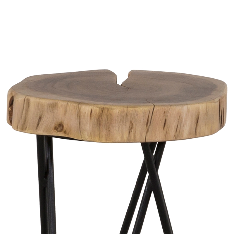 Primo International Colton Modern Wood and Metal Side Table in Brown