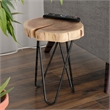 Primo International Colton Modern Wood and Metal Side Table in Brown