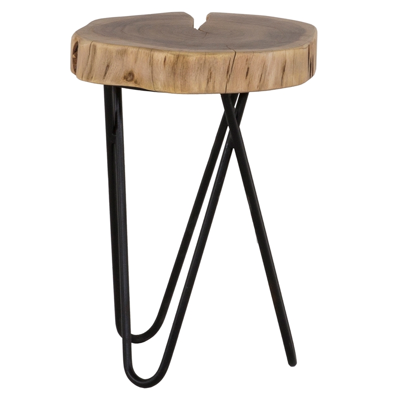 Primo International Colton Modern Wood and Metal Side Table in Brown