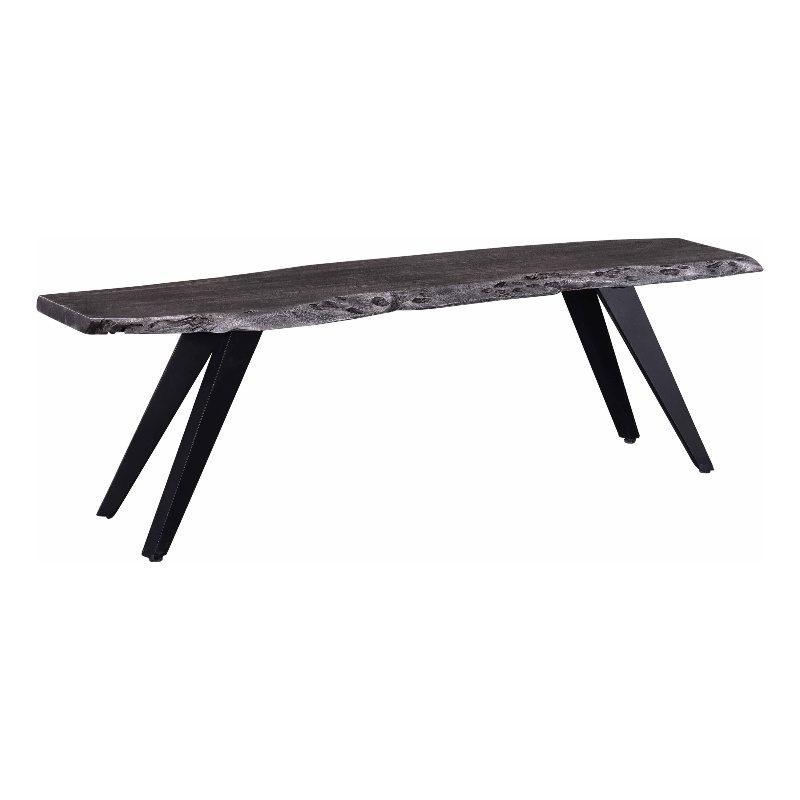 Primo International Wexford Modern Wood and Metal Dining Bench in Gray