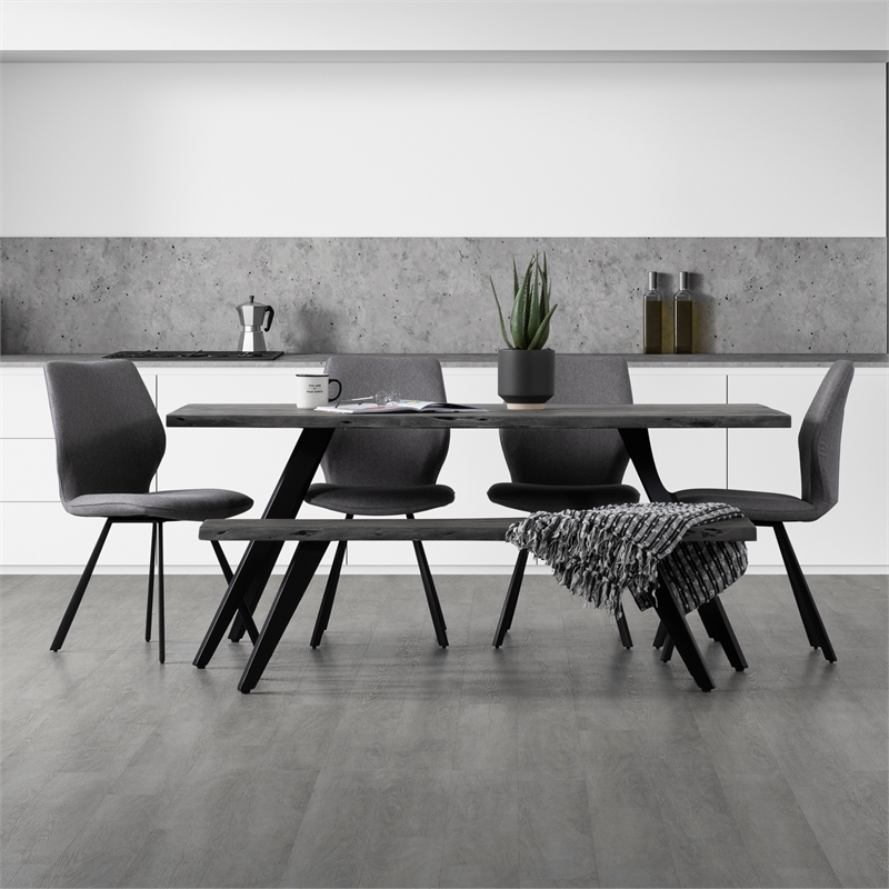 Primo International Wexford Modern Wood and Metal Dining Table in Gray