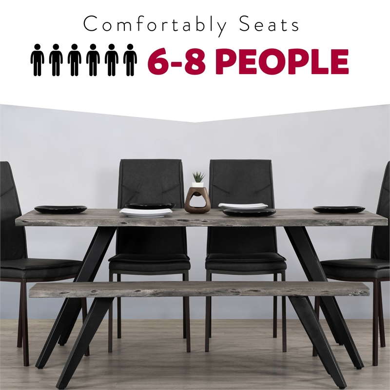 Primo International Wexford Modern Wood and Metal Dining Table in Gray