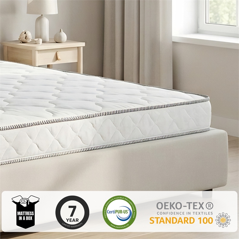 Primo International Suri 6in Polyurethane Full Mattress in White