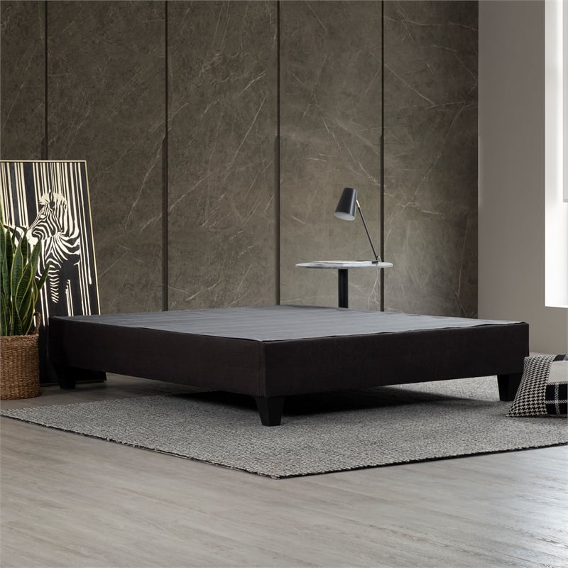 Primo International Carter King Fabric Upholstered Platform Bed Frame in Gray