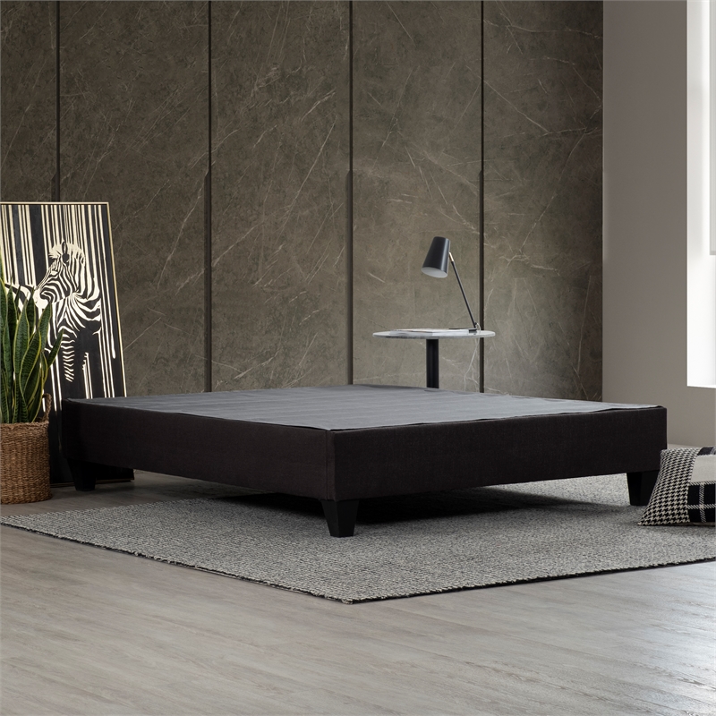 Primo International Carter Twin Fabric Upholstered Platform Bed Frame in Gray