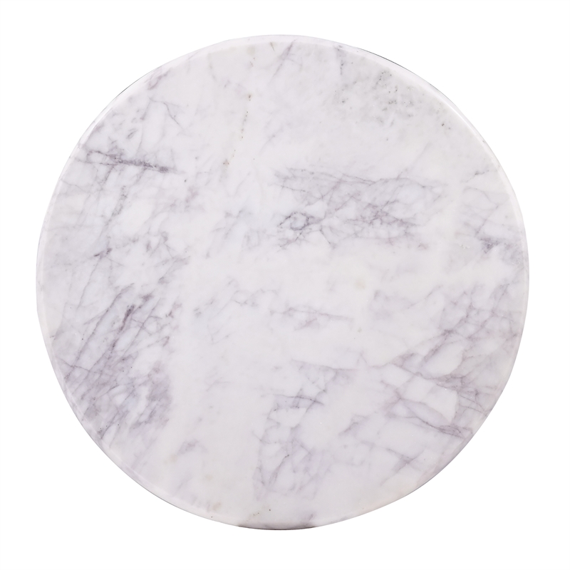 Pearce 31 in. White Marble Topped Pedestal Coffee Table with Solid Wood Base