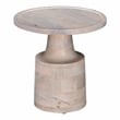 Capri White Mango Wood Pedestal Side Table Elegant Design with Natural Grain
