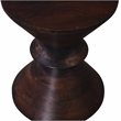 Orrick Brown Wood Round Pedestal Side Table Mango Wood with Geometric Design