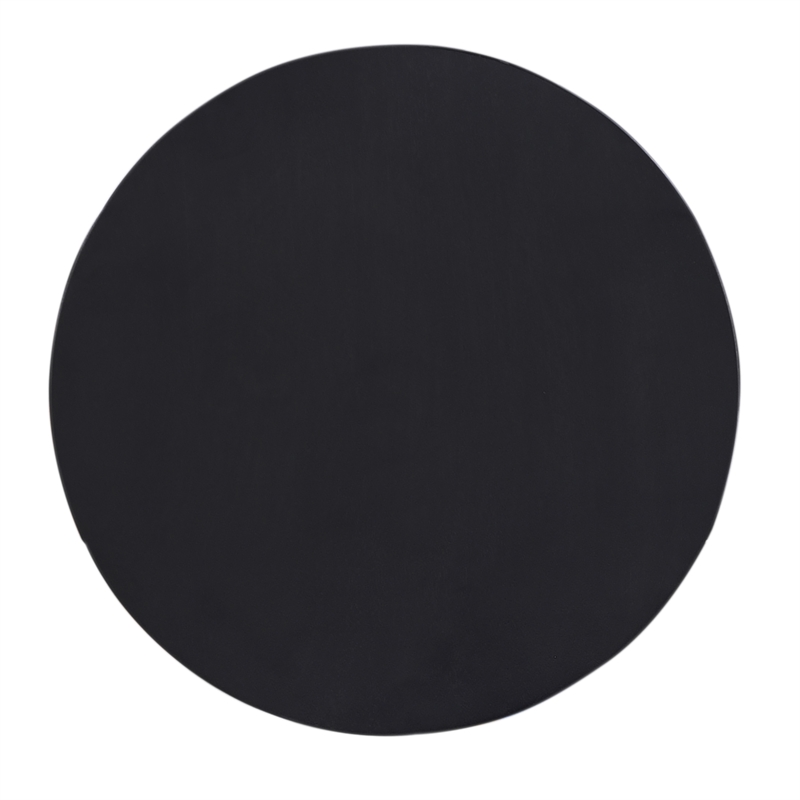 Natoli Brown Wood Round Pedestal Side Table with Black Finish Sculpted Design