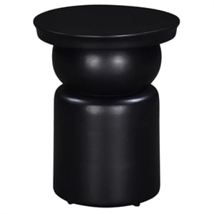 Natoli Brown Wood Round Pedestal Side Table with Black Finish Sculpted Design