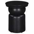 Natoli Brown Wood Round Pedestal Side Table with Black Finish Sculpted Design