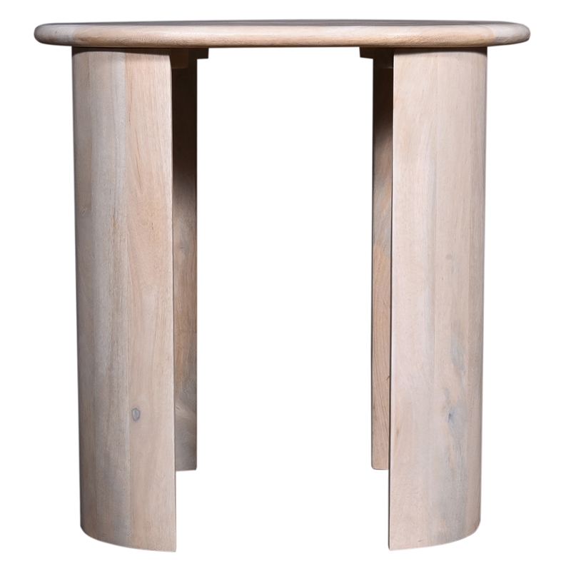 Bennett Wood Oval Side Table Oak White Finish Rustic Charm with Modern Elegance