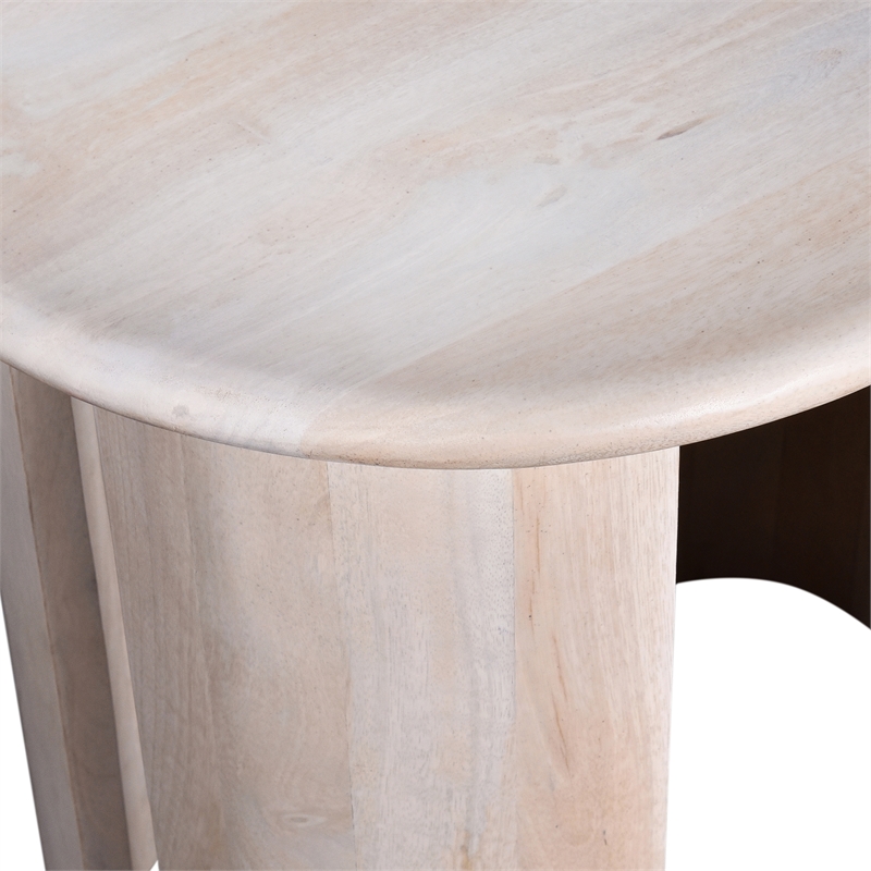 Bennett Wood Oval Side Table Oak White Finish Rustic Charm with Modern Elegance