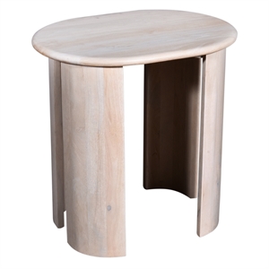 Bennett Wood Oval Side Table Oak White Finish Rustic Charm with Modern Elegance