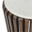 Reeves Brown Wood and White Marble End Table Elegant Acacia Wood Base