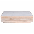 Oasis 59 in. White Wood and Marble Storage Coffee Table with Drawers