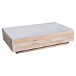 Oasis 59 in. White Wood and Marble Storage Coffee Table with Drawers