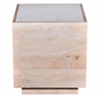Oasis 20 in. White Wood and Marble Side Table Modern Mango Wood Base