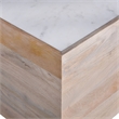 Oasis 20 in. White Wood and Marble Side Table Modern Mango Wood Base
