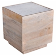 Oasis 20 in. White Wood and Marble Side Table Modern Mango Wood Base