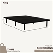 ZenBase Black Upholstered King Platform Bed Frame with Steel Construction