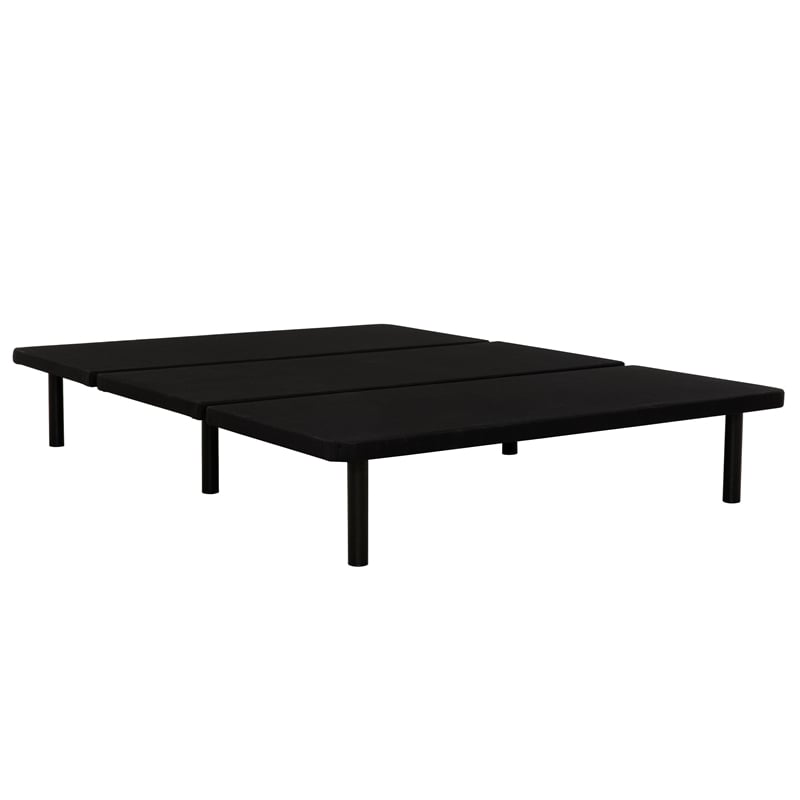 ZenBase Black Upholstered Queen Platform Bed Frame with Steel Construction