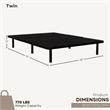 ZenBase Black Upholstered Twin Platform Bed Frame with Steel Construction