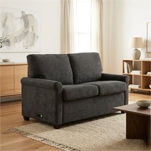 Kensington 54&quot Dark Gray Twin Sleeper Sofa with USB Ports & Steel Frame