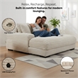 Cocoon Taupe Oversized Fabric Cuddler Chaise with Cupholder and USB Ports