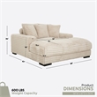 Cocoon Taupe Oversized Fabric Cuddler Chaise with Cupholder and USB Ports