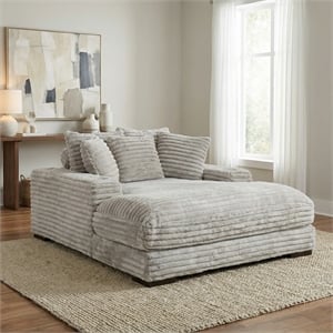 Cocoon Gray Oversized Fabric Cuddler Chaise with Cupholder and USB Ports