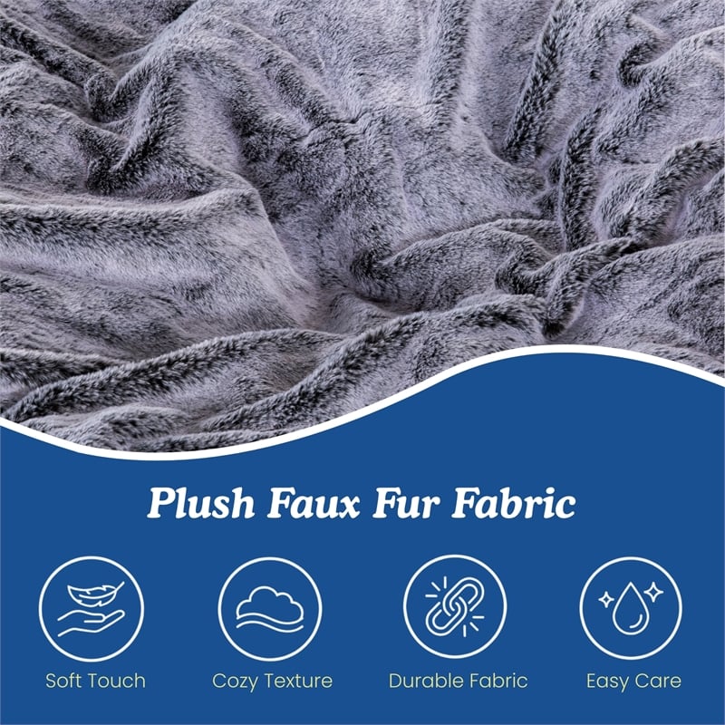Sealy Bala 5ft Gray Faux Fur Memory Foam Bean Bag with Shredded Foam
