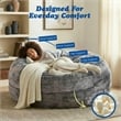 Sealy Bala 5ft Gray Faux Fur Memory Foam Bean Bag with Shredded Foam