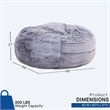 Sealy Bala 5ft Gray Faux Fur Memory Foam Bean Bag with Shredded Foam