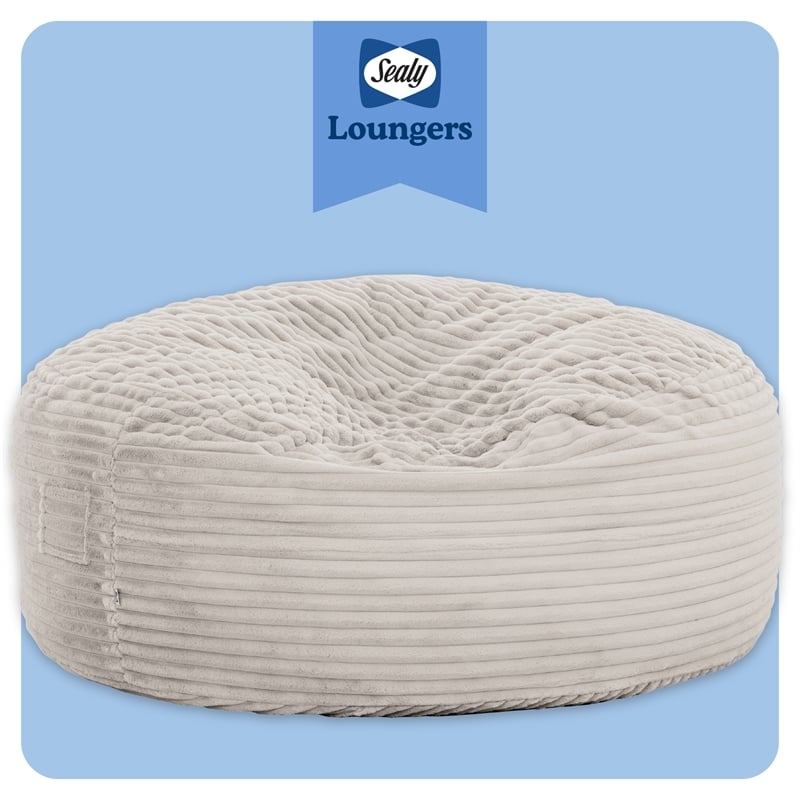 Sealy Bala 5ft Taupe Faux Fur Foam Bean Bag Lounger with Shredded Foam