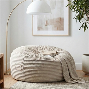 Sealy Bala 5ft Taupe Faux Fur Foam Bean Bag Lounger with Shredded Foam