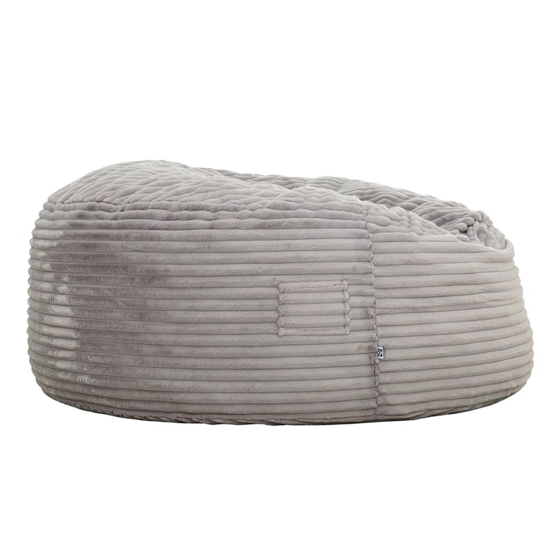 Sealy Kade 6ft Gray Faux Mink Bean Bag with Shredded Foam & Memory Foam