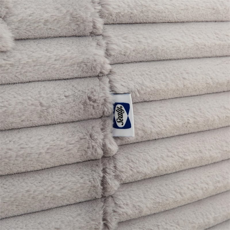 Sealy Kade 6ft Gray Faux Mink Bean Bag with Shredded Foam & Memory Foam