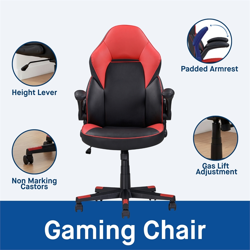 Sealy Gamer 115 Black/Red Faux Leather Office Chair with Fabric Upholstery