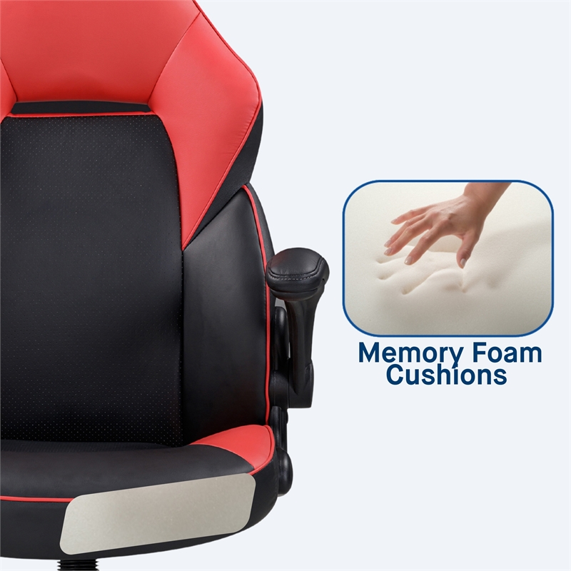 Sealy Gamer 115 Black/Red Faux Leather Office Chair with Fabric Upholstery