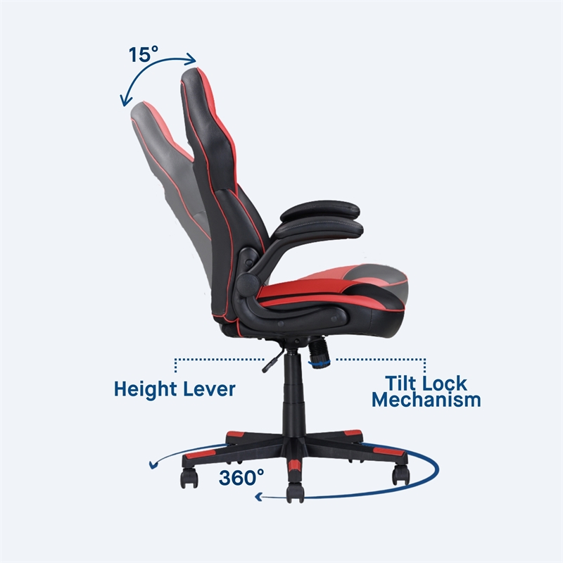 Sealy Gamer 115 Black/Red Faux Leather Office Chair with Fabric Upholstery