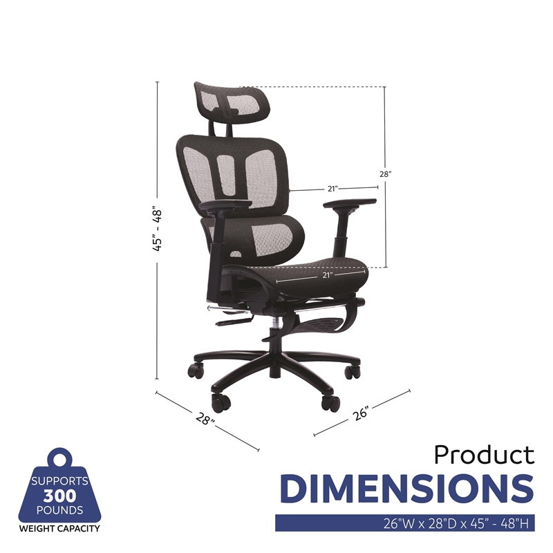 Sealy Huxley Adjustable Ergonomic Black Mesh Office Chair Metal & Plastic frame
